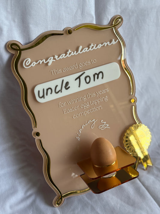 Egg Tapping Winner Plaque – Easter Competition Photo Prop