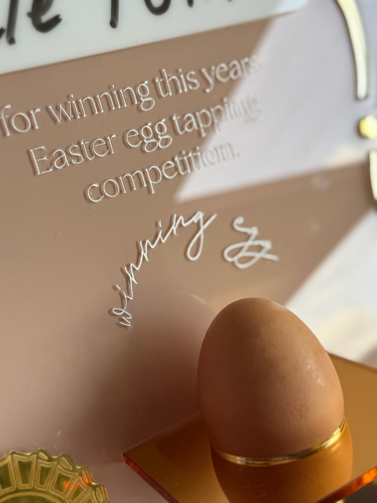 Egg Tapping Winner Plaque – Easter Competition Photo Prop