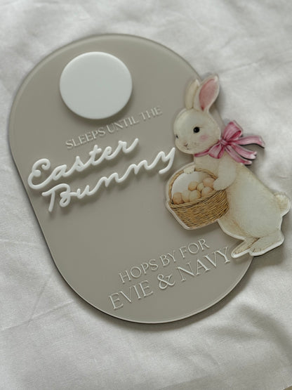 Personalised Easter Countdown Plaque – Acrylic Bunny Sign