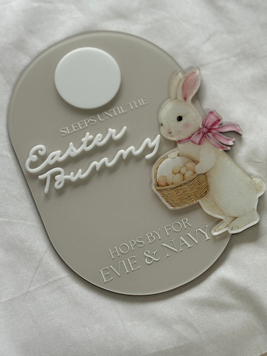 Personalised Easter Countdown Plaque – Acrylic Bunny Sign