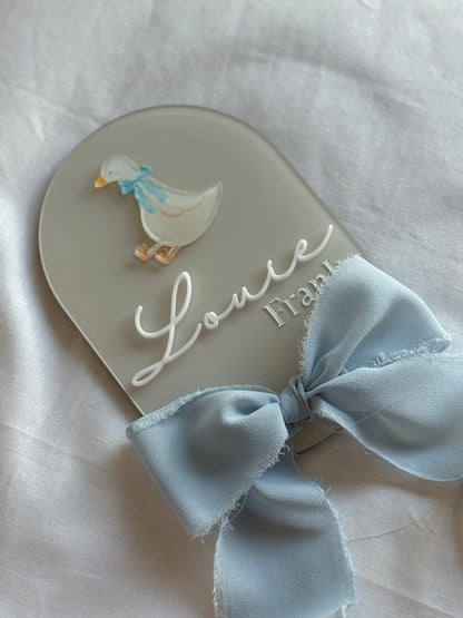 Personalised Birth Announcement Plaque- Goose