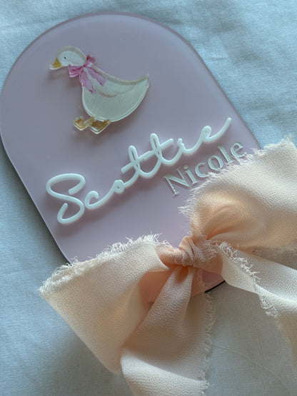 Personalised Birth Announcement Plaque- Goose