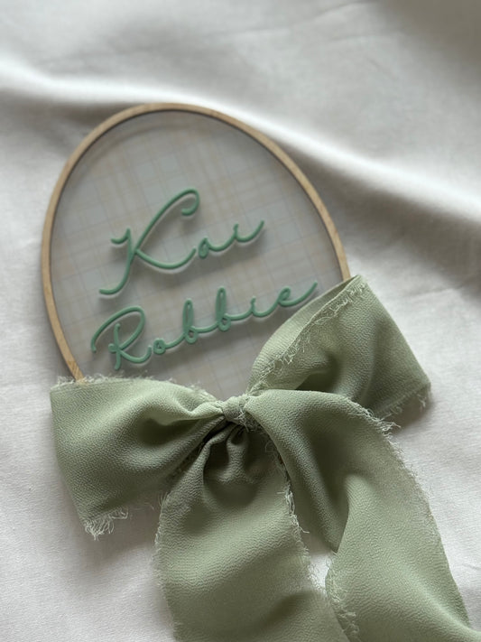 Birth Announcement Plaque- Bow