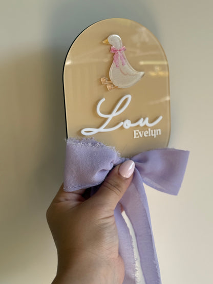 Personalised Birth Announcement Plaque- Goose