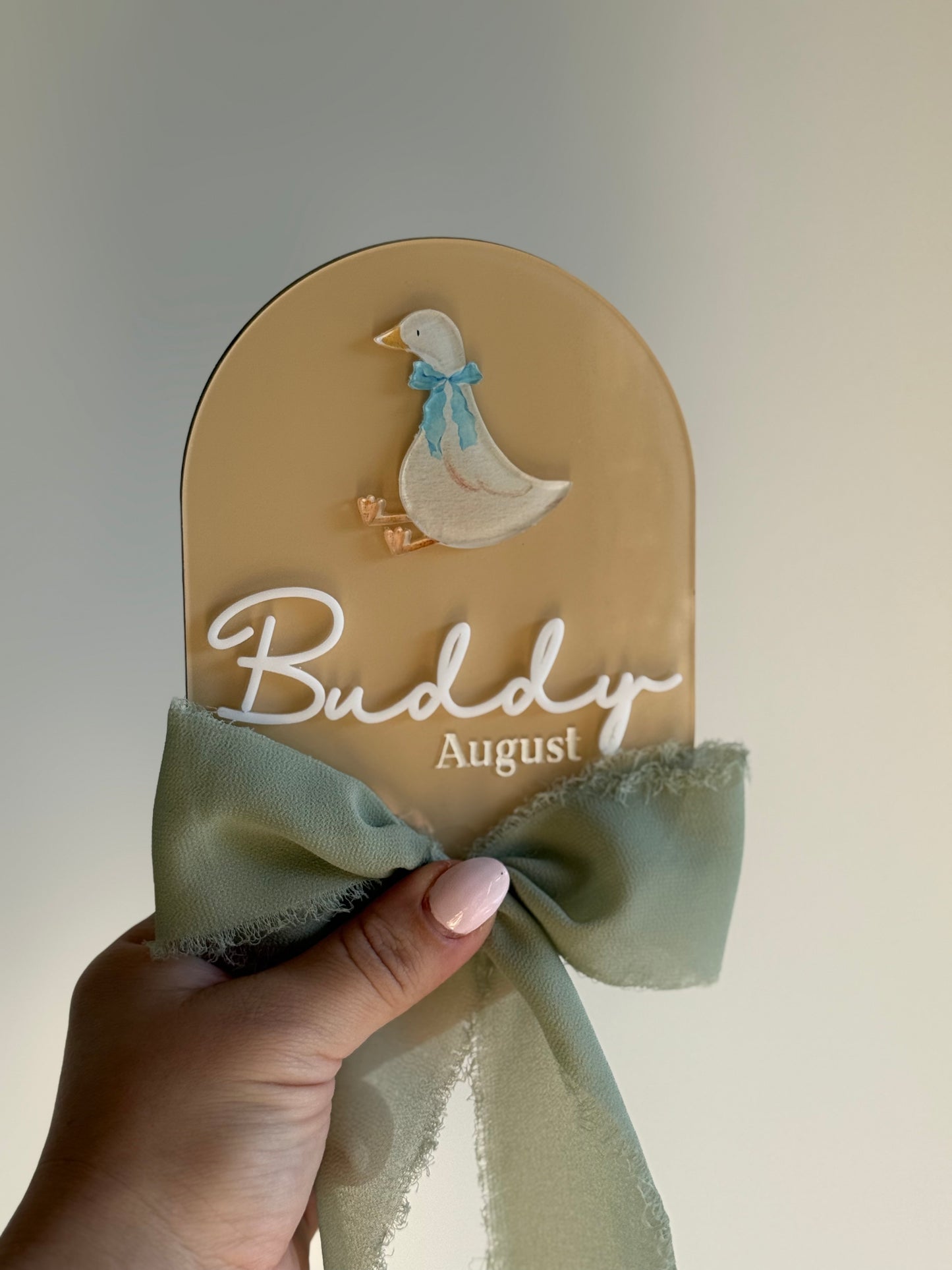 Personalised Birth Announcement Plaque- Goose