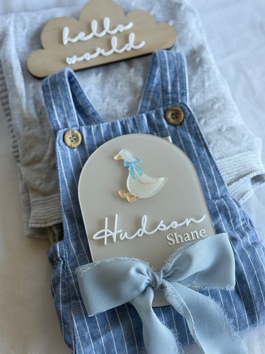 Personalised Birth Announcement Plaque- Goose