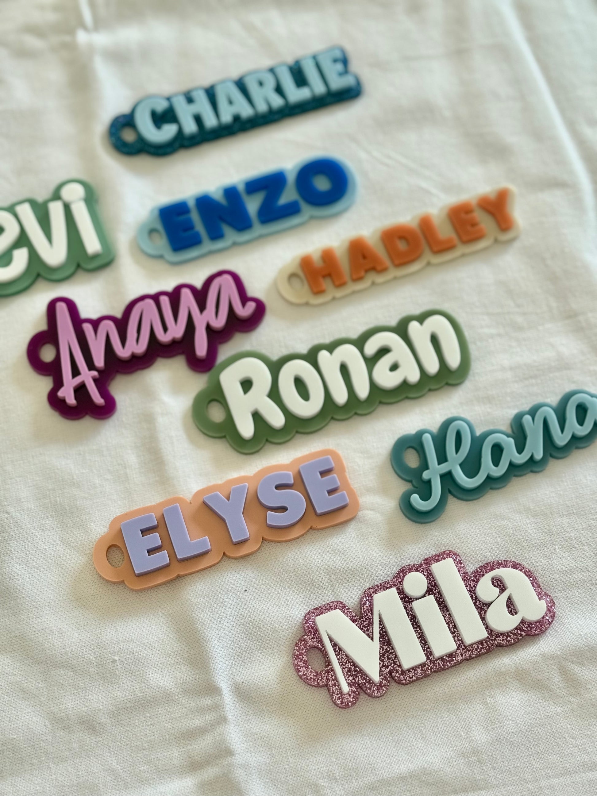 School backpack- Custom Bag Tag- Luggage Tag- Custom Name Tag- Custom Name Sign- Colourful Name Tag- Personal Name Tag- Customisable Tag- Kindy Name Tag- Lunchbox Name Tag- Name Keyring Kids- Customised Keyrings- Lunchbox Name Tag- Double Layer Name Tag- Multiple Colours- 3D Name Sign- Rubber Tag  