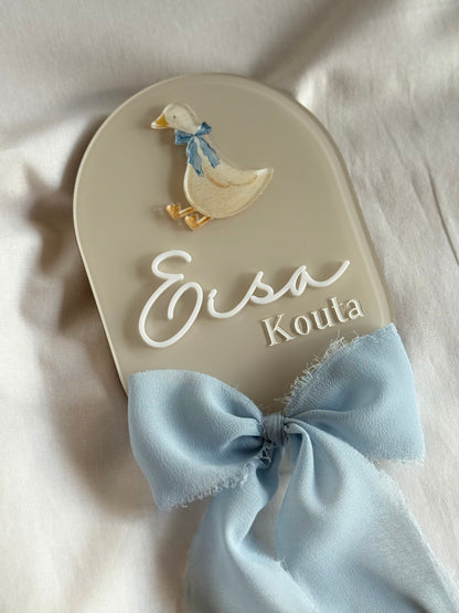 Personalised Birth Announcement Plaque- Goose