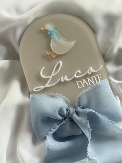 Personalised Birth Announcement Plaque- Goose