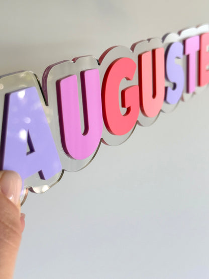 3D Name Sign- Multicoloured name sign-Double Layer Name Sign- Name Sign- Sign- Custom Sign- Bedroom Decor- Personalised Plaque- Acrylic Name Plaque- Name Wall Sign- Nursery Kids Decor- Personalised Gift- Kids Gift- Christmas gift