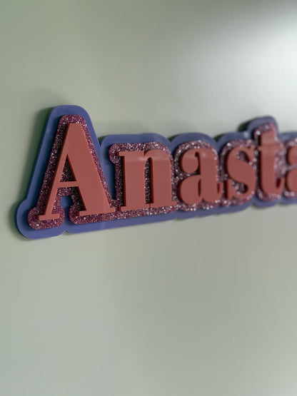 3D Name Plaque- Triple Layer Plaque- Bedroom Decor- Name Plaque- Personalised Plaque- Acrylic Name Plaque- Custom Name Plaque- Nursery Wall Plaque- Personalised Gift- 3D Name Plaque- Multicoloured- 3 Layered Name Sign