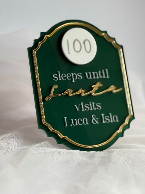 Christmas Countdown Plaque- Green