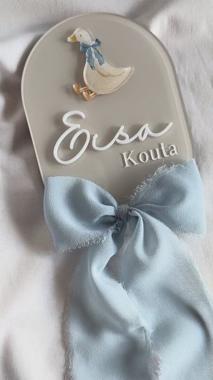 Personalised Birth Announcement Plaque- Goose