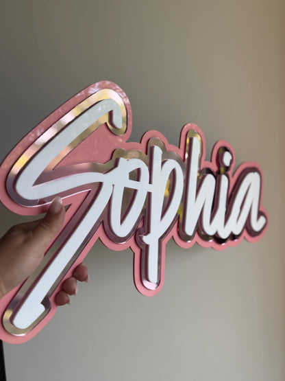 3D Name Plaque- Triple Layer Plaque- Bedroom Decor- Name Plaque- Personalised Plaque- Acrylic Name Plaque- Custom Name Plaque- Nursery Wall Plaque- Personalised Gift- 3D Name Plaque- Multicoloured- 3 Layered Name Sign