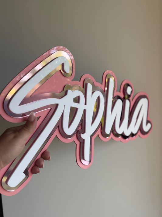3D Name Plaque- Triple Layer Plaque- Bedroom Decor- Name Plaque- Personalised Plaque- Acrylic Name Plaque- Custom Name Plaque- Nursery Wall Plaque- Personalised Gift- 3D Name Plaque- Multicoloured- 3 Layered Name Sign